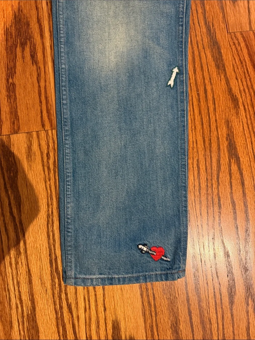 Gucci Light Blue Embroidered Straight Jeans